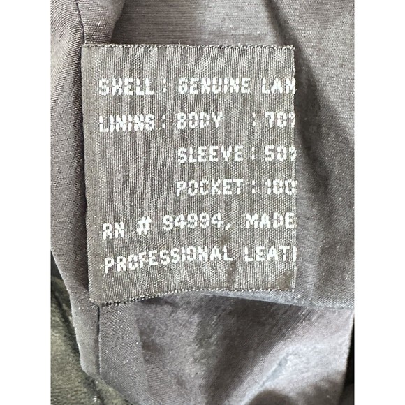 Couture by J. Park Black Genuine Lamb Leather Bomber Jacket w/ Pockets Mens L - Picture 5 of 6